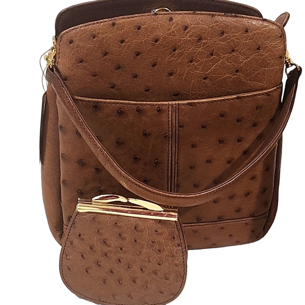 Blanc Naige exotic high Sense Ostrich bag SET BAG AND COIN PURSE Japan made